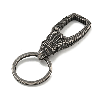 Tibetan Style 316 Surgical Stainless Steel Fittings with 304 Stainless Steel Key Ring FIND-Q101-06AS-01-1