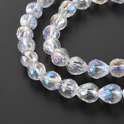 Electroplate Transparent Glass Beads Strands EGLA-T008-024-C01-1