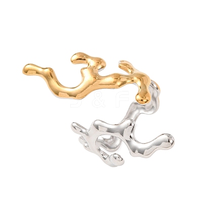304 Stainless Steel Cuff Open Rings for Women SA-CBABC9E-05G-GP-1