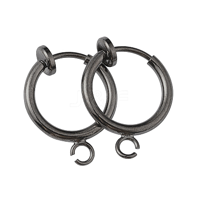 Brass Clip-on Hoop Earring Findings KK-P102-01B-01-1