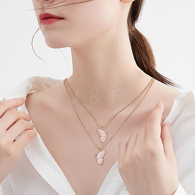 2Pcs Iron Matching Butterfly Pendant Necklaces for Mother Daughter Friends JN1034A-1-1