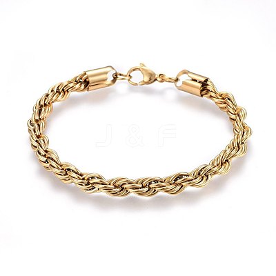 304 Stainless Steel Rope Chain Bracelets X-BJEW-H574-04G-1