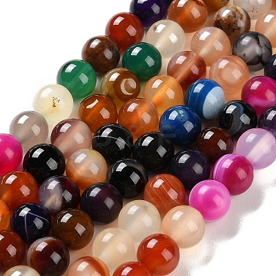 Natural Striped Agate/Banded Agate Beads Strands G-Z060-A01-B07-1