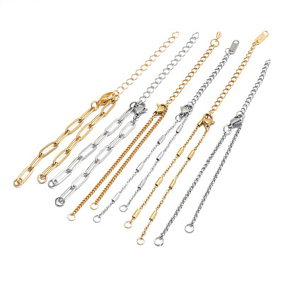 12Pcs 6 Styles 304 Stainless Steel Chain Bracelet Makings AJEW-TA0001-34-1