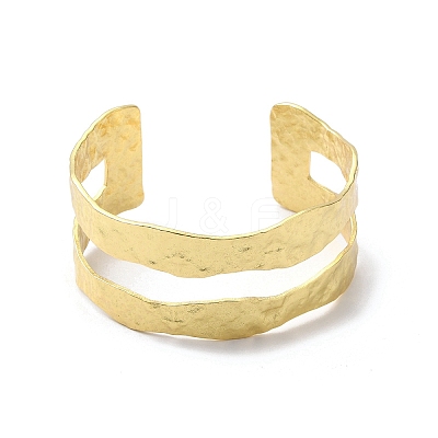 Rack Plating Brass Open Cuff Bangle for Women BJEW-A137-01G-1