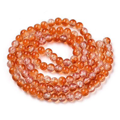 Transparent Crackle Baking Paint Glass Beads Strands DGLA-T003-01B-11-1