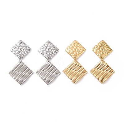 304 Stainless Steel Double Rhombus Dangle Stud Earrings for Women EJEW-G328-13-1
