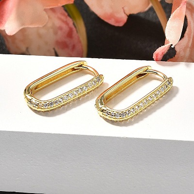 Oval Brass Micro Pave Clear Cubic Zirconia Stud Earrings EJEW-C126-11G-1