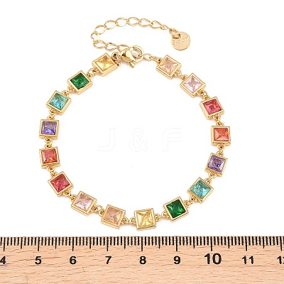 304 Stainless Steel Pave Colorful Cubic Zirconia Tennis Bracelets for Women BJEW-T023-02A-G-1