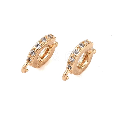 Brass Micro Pave Clear Cubic Zirconia Spring Ring Clasps KK-B100-001G-1