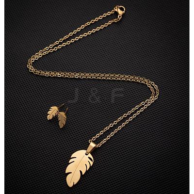 201 Stainless Steel Pendant Necklaces & Stud Earrings Sets FS-WGB00D6-07-1
