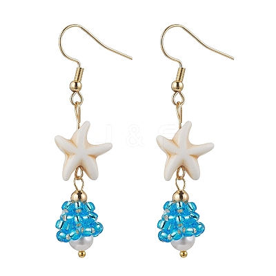 Shell Glass Dangle Earrings EJEW-MZ00424-04-1