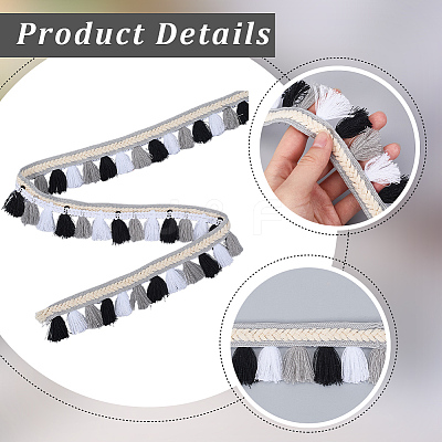 5M Ethnic Style Polyester Fringe Lace Trims SRIB-CY0001-03A-1