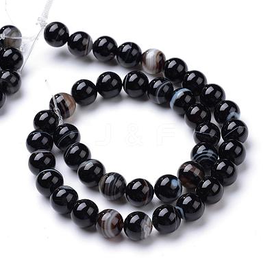 Natural Black Agate Bead Strands G-R412-19-8mm-1