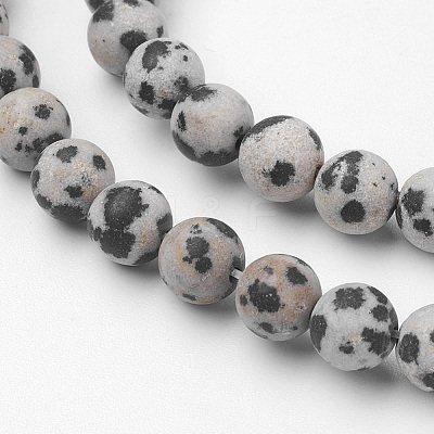 Natural Dalmatian Jasper Bead Strands G-G735-68F-6mm-1