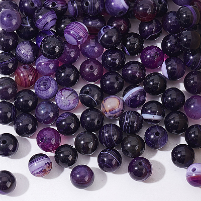 2 Strands Natural Striped Agate/Banded Agate Beads Strands G-NB0002-75-1