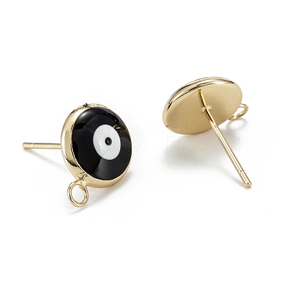 Eco-Friendly Brass Enamel Stud Earring Findings KK-H761-02G-D-1