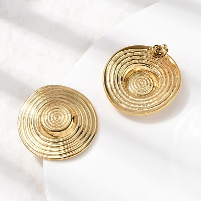 304 Stainless Steel Flat Round Stud Earrings EJEW-K268-53B-G-1