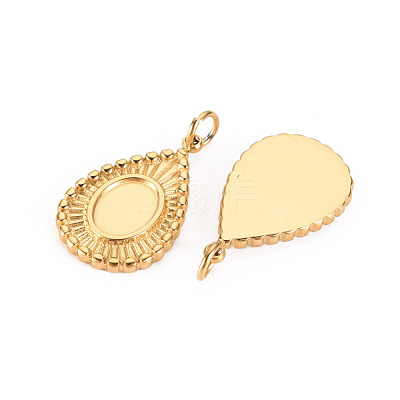 304 Stainless Steel Pendant Cabochon Settings STAS-S116-151G-1