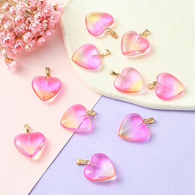 Two Tone Transparent Glass Pendants GLAA-YW0003-02D-1