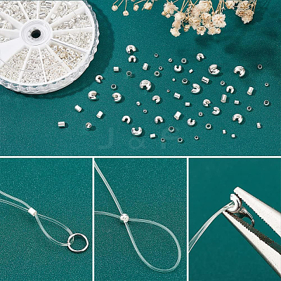Brass & Iron Crimp Beads and Crimp Bead Covers Set KK-PH0003-99-1