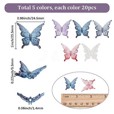 100Pcs 5 Colors Acrylic Beads TACR-SP0001-44-1