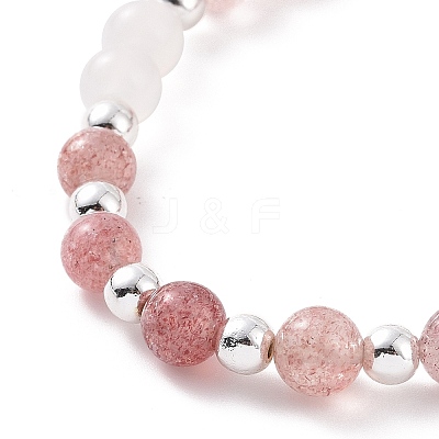 4Pcs 4 Style Natural & Synthetic Mixed Gemstone Round Beaded Stretch Bracelets Set for Women BJEW-JB09113-1