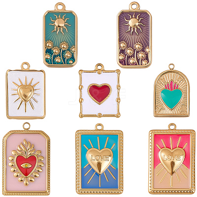 8Pcs 8 Styles Ion Plating(IP) 304 Stainless Steel Pendants STAS-SC0021-19-1
