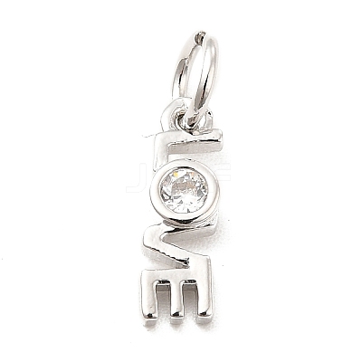 Rack Plating Brass Cubic Zirconia Charms KK-K270-25P-1