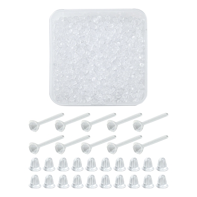 500Pcs Plastic Stud Earring Settings for Rhinestone KY-FS0001-06-1