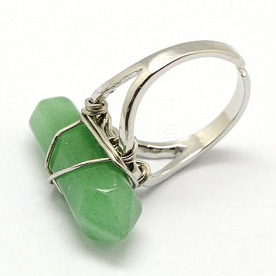 Personalized Unisex Natural Gemstone Bullet Rings RJEW-M004-01C-1