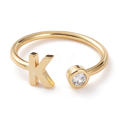 Brass Micro Pave Clear Cubic Zirconia Cuff Rings RJEW-Z005-K-G-1