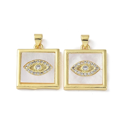Rack Plating Brass Micro Pave Clear Cubic Zirconia Pendants KK-K341-44G-01-1
