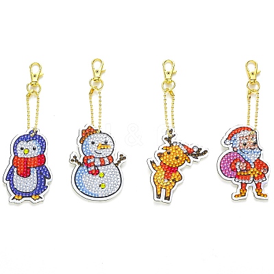 Christmas Theme DIY Diamond Painting Keychain Kit DRAW-PW0007-03E-1