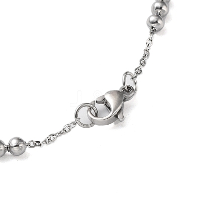 Non-Tarnish 304 Stainless Steel Round Beaded Link Chain Necklaces for Women NJEW-D058-02P-1