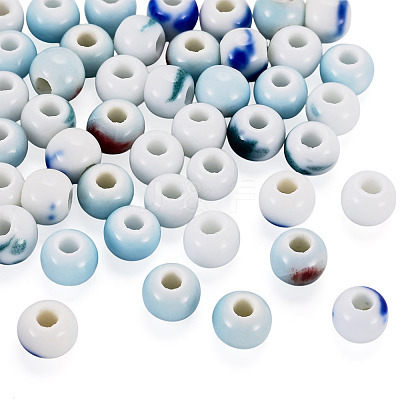 50Pcs 5 Colors Handmade Porcelain Beads PORC-TADJ0001-06A-1