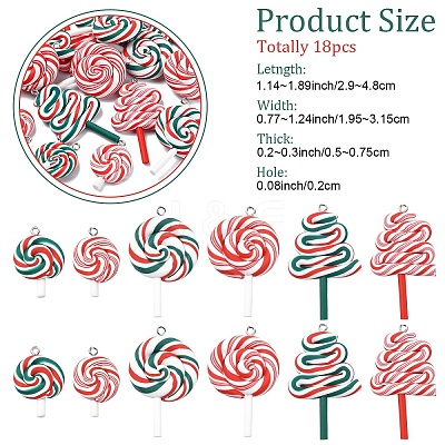 18Pcs 6 Styles Handmade Polymer Clay Pendants CLAY-YW0002-68-1