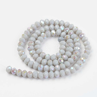 Electroplate Opaque Solid Color Glass Beads Strands X1-EGLA-A034-P6mm-L16-1