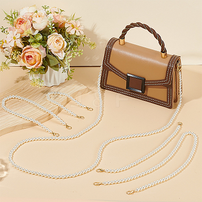 5Pcs 5 Styles ABS Imitation Pearl Round Beaded Bag Chains PURS-AR0001-03-1