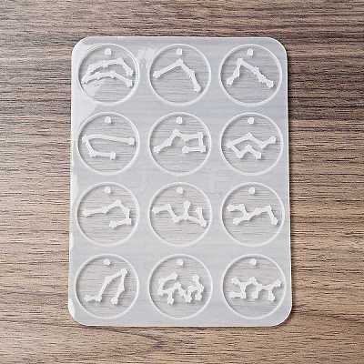 Twelve Constellations Round Pendants Silicone Molds LS-DIY-G073-01-1