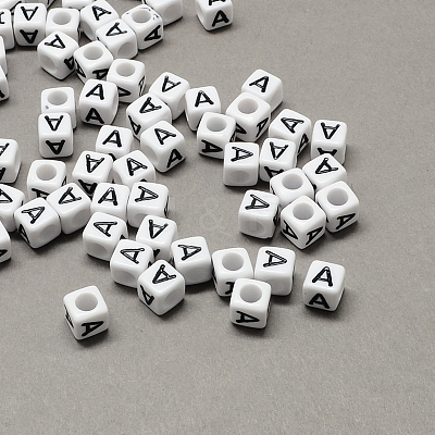 Large Hole Acrylic Letter European Beads SACR-Q103-8mm-01A-1
