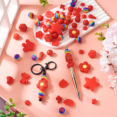 92Pcs Transparent Silicone Focal Beads SIL-TA0002-85A-1