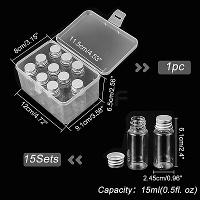 15pcs Plastic Bottles Bead Containers CON-PH0002-81-1