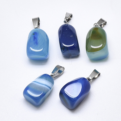 Natural Banded Agate/Striped Agate Pendants G-T122-20H-1
