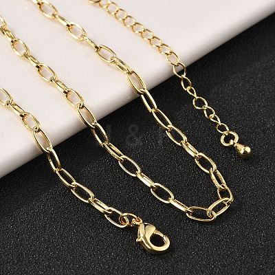 Brass Cable Chain Necklaces for Women Men NJEW-F337-01G-02-1