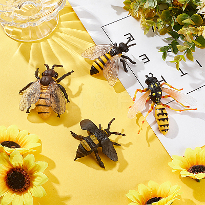 4Pcs 4 Style Plastic Insect Models AJEW-OC0003-86-1