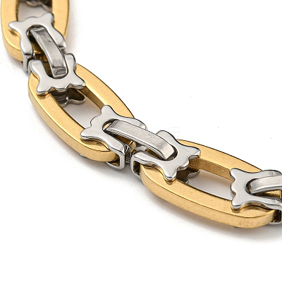 Ion Plating(IP) Two Tone 201 Stainless Steel Oval Link Chain Bracelet BJEW-B078-16GP-1