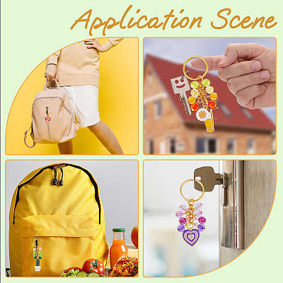5 Sets 5 Style Alloy Enamel Pendant Keychain KEYC-FH0001-39-1