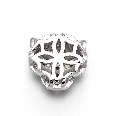 Rack Plating Brass Micro Pave Cubic Zirconia Leopard Hollow Beads ZIRC-I012-18P-RS-1