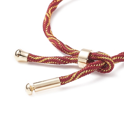 Couple Wave Pattern Nylon Round Cord Silder Bracelet with Brass Clasp for Women BJEW-C020-10G-1